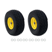 DURAFORCE 15x6.00-6 Inch Lawn Mower Tire & Wheel 3/4" Axle, 3" Hub Inflated Tires 2-Pack