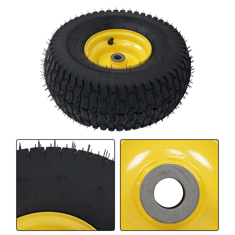 DURAFORCE 15x6.00-6 Inch Lawn Mower Tire & Wheel 3/4" Axle, 3" Hub Inflated Tires 2-Pack