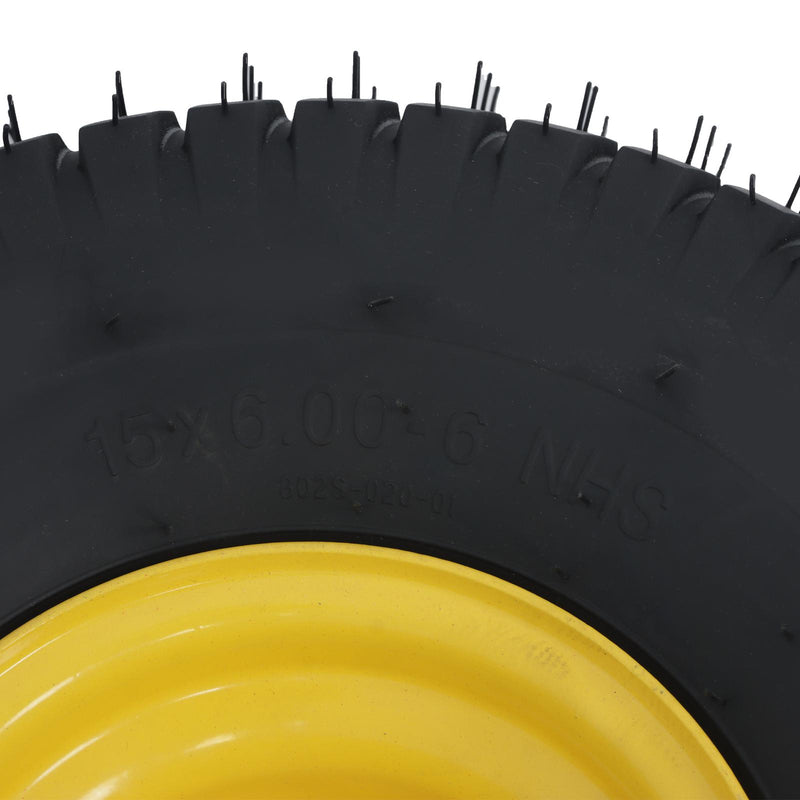 DURAFORCE 15x6.00-6 Inch Lawn Mower Tire & Wheel 3/4" Axle, 3" Hub Inflated Tires 2-Pack
