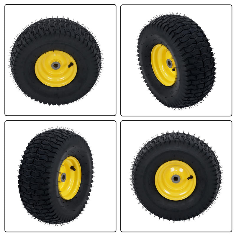 DURAFORCE 15x6.00-6 Inch Lawn Mower Tire & Wheel 3/4" Axle, 3" Hub Inflated Tires 2-Pack