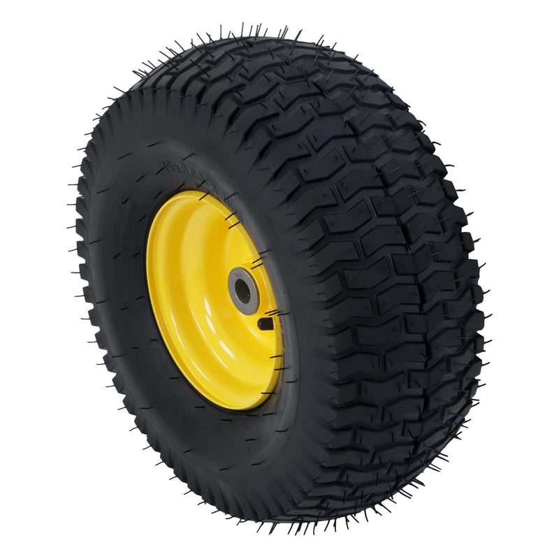 DURAFORCE 15x6.00-6 Inch Lawn Mower Tire & Wheel 3/4" Axle, 3" Hub Inflated Tires 2-Pack