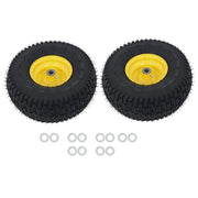 DURAFORCE 15x6.00-6 Inch Lawn Mower Tire & Wheel 3/4" Axle, 3" Hub Inflated Tires 2-Pack