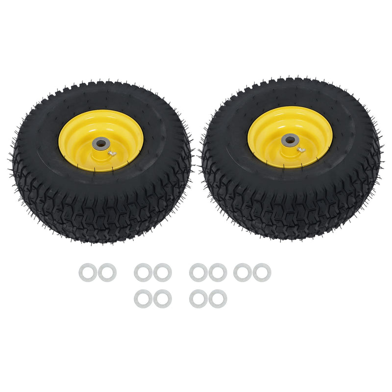 DURAFORCE 15x6.00-6 Inch Lawn Mower Tire & Wheel 3/4" Axle, 3" Hub Inflated Tires 2-Pack