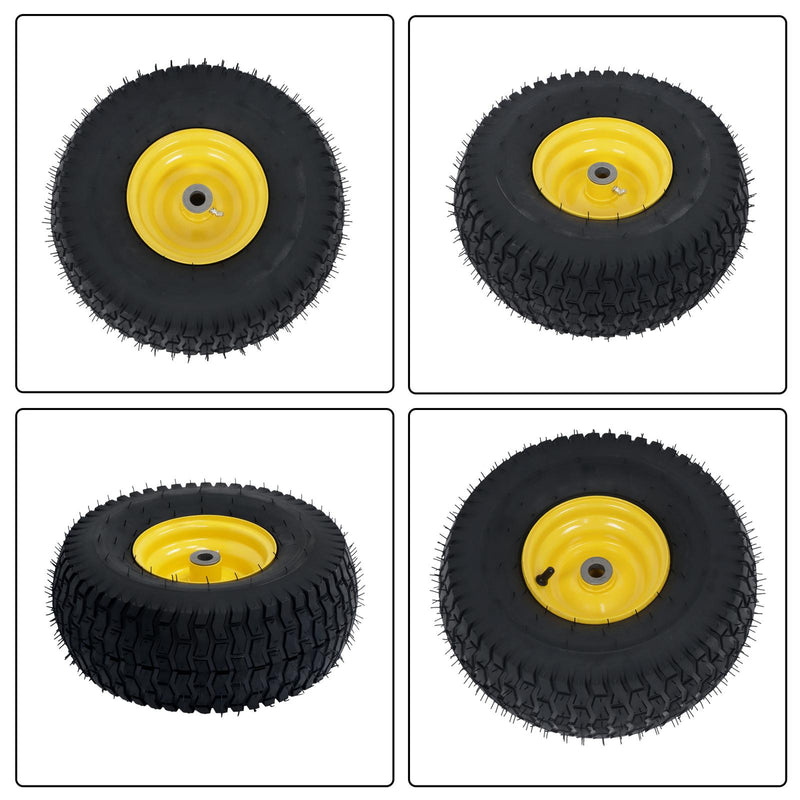 DURAFORCE 15x6.00-6 Inch Lawn Mower Tire & Wheel 3/4" Axle, 3" Hub Inflated Tires 2-Pack