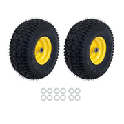 DURAFORCE 15x6.00-6 Inch Lawn Mower Tire & Wheel 3/4" Axle, 3" Hub Inflated Tires 2-Pack