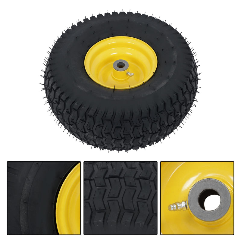 DURAFORCE 15x6.00-6 Inch Lawn Mower Tire & Wheel 3/4" Axle, 3" Hub Inflated Tires 2-Pack
