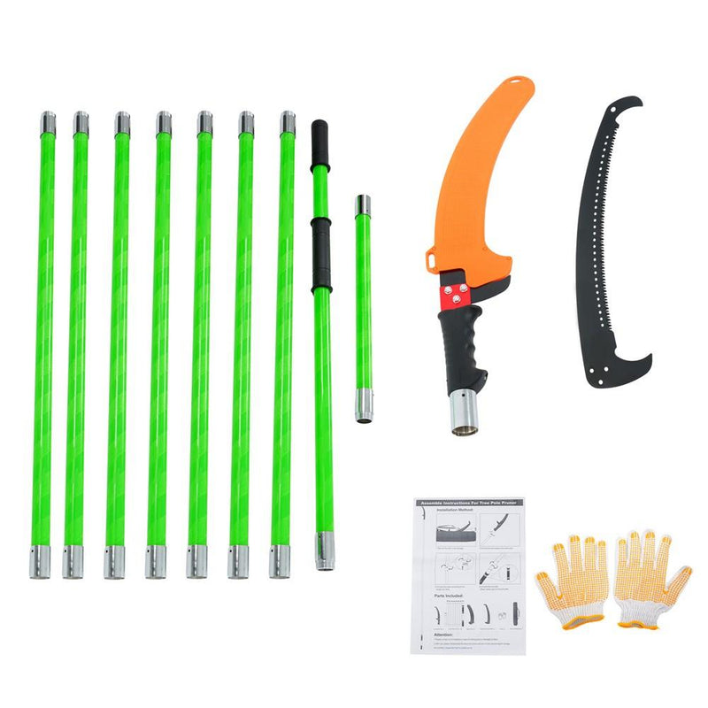 DURAFORCE 30 Feet Tree Pole Pruner Durable Tree Trimmers Handle Manual Branches Green