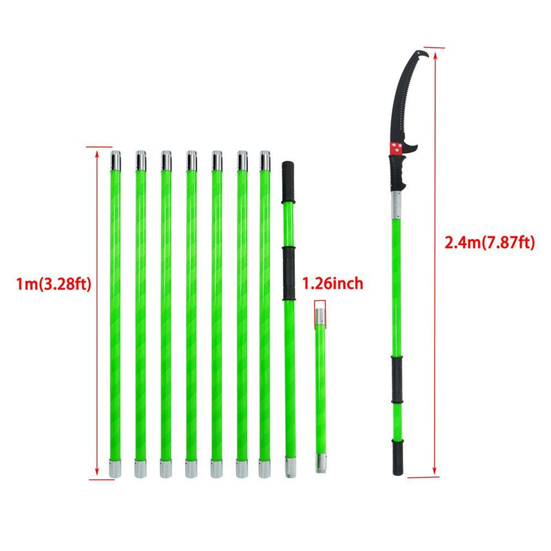 DURAFORCE 30 Feet Tree Pole Pruner Durable Tree Trimmers Handle Manual Branches Green