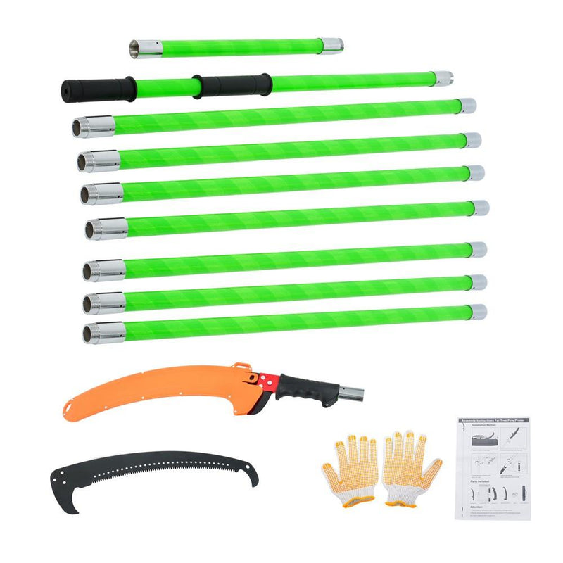 DURAFORCE 30 Feet Tree Pole Pruner Durable Tree Trimmers Handle Manual Branches Green