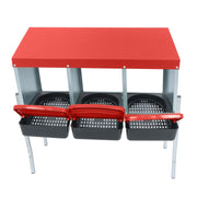 DURAFORCE Red 3 Holes Chicken Ducks Eggs Nesting Boxes With Metal Legs Chicken Laying Box