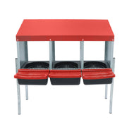 DURAFORCE Red 3 Holes Chicken Ducks Eggs Nesting Boxes With Metal Legs Chicken Laying Box