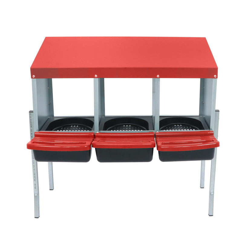 DURAFORCE Red 3 Holes Chicken Ducks Eggs Nesting Boxes With Metal Legs Chicken Laying Box
