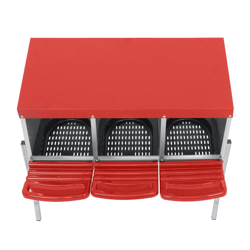 DURAFORCE Red 3 Holes Chicken Ducks Eggs Nesting Boxes With Metal Legs Chicken Laying Box