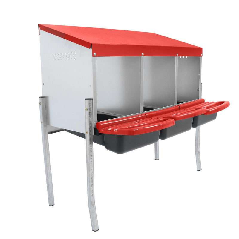 DURAFORCE Red 3 Holes Chicken Ducks Eggs Nesting Boxes With Metal Legs Chicken Laying Box