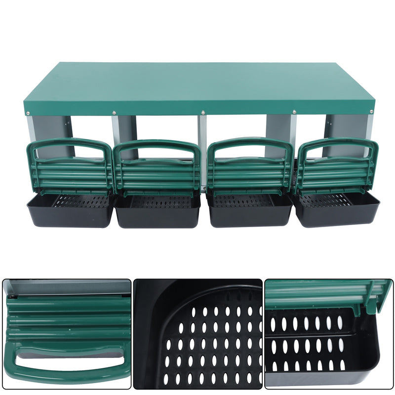 DURAFORCE New Rollout Egg Collection 4 Hole Chicken Nest Box Hen Lay Nest Box Coop Green