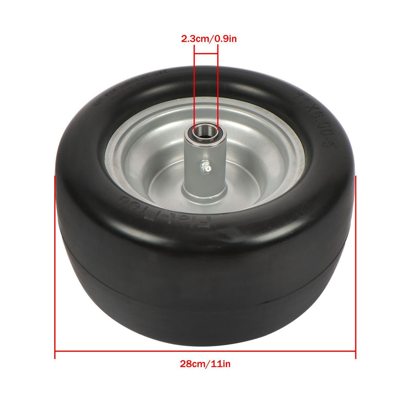 DURAFORCE 11x6.00-5 Flat Free Tire And Wheel Solid Rubbe For Riding Lawn Mower Tires 2Pack