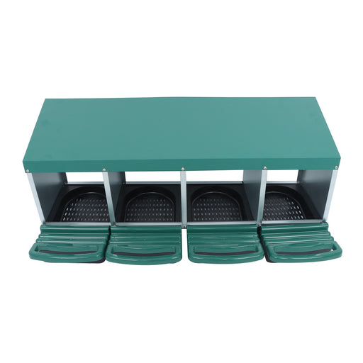 DURAFORCE 4 Hole Chicken Nesting Boxes Metal Chicken Egg Laying Box with Perch