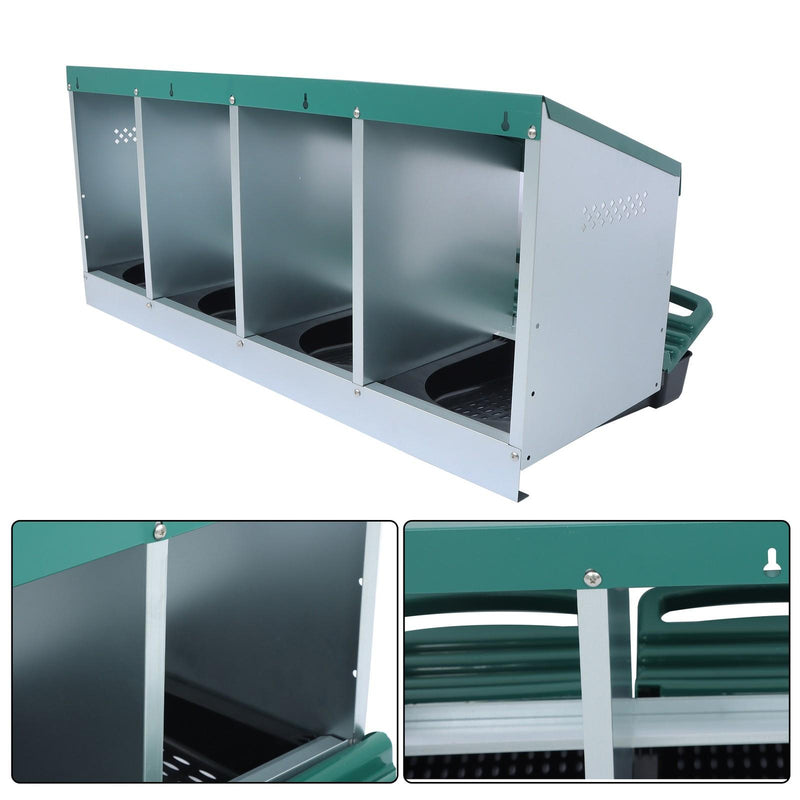DURAFORCE 4 Hole Chicken Nesting Boxes Metal Chicken Egg Laying Box with Perch