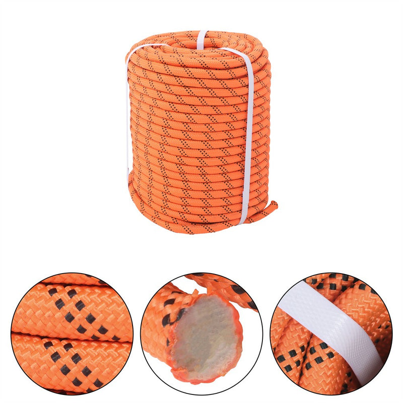 DURAFORCE 1/2"×220' 48 Strands Polyester Braided Arborist Rope For Tree Work Orange &Black