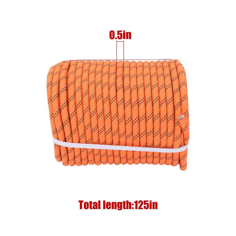 DURAFORCE 1/2"×220' 48 Strands Polyester Braided Arborist Rope For Tree Work Orange &Black