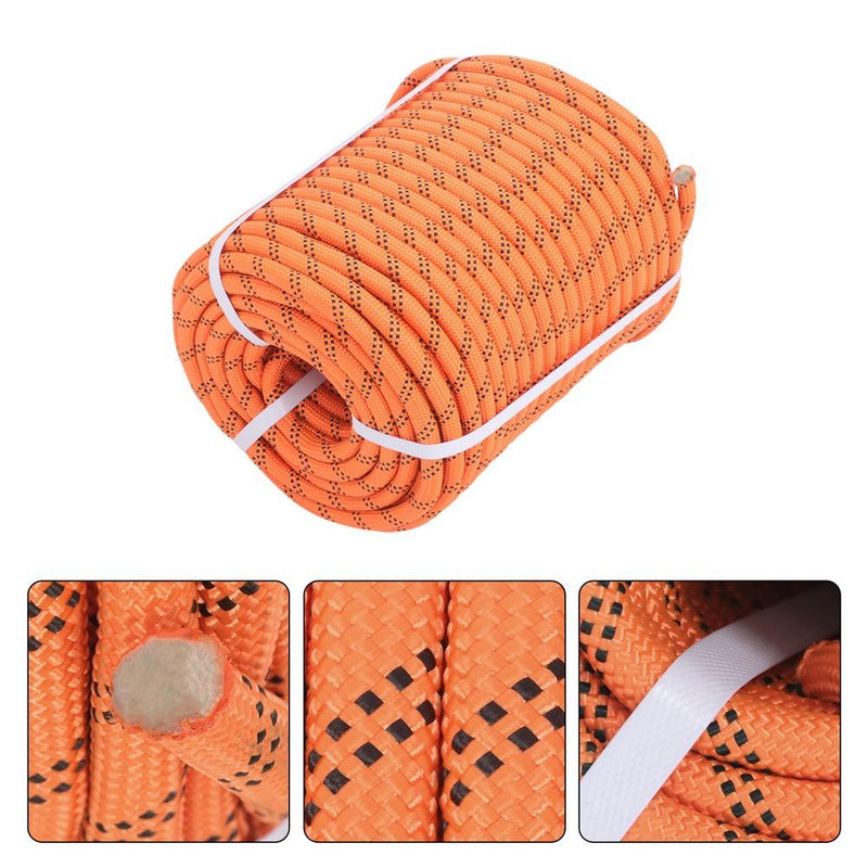 DURAFORCE 1/2"×220' 48 Strands Polyester Braided Arborist Rope For Tree Work Orange &Black
