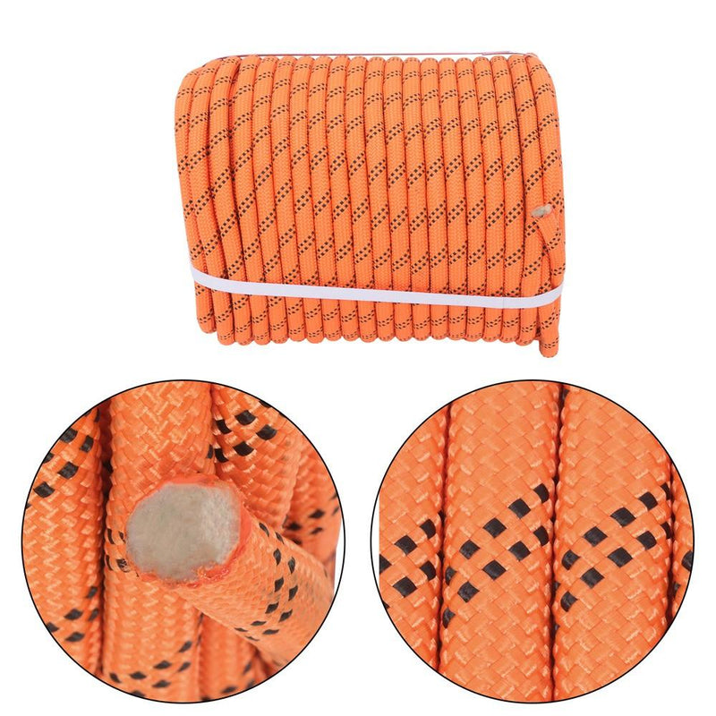 DURAFORCE 1/2"×220' 48 Strands Polyester Braided Arborist Rope For Tree Work Orange &Black