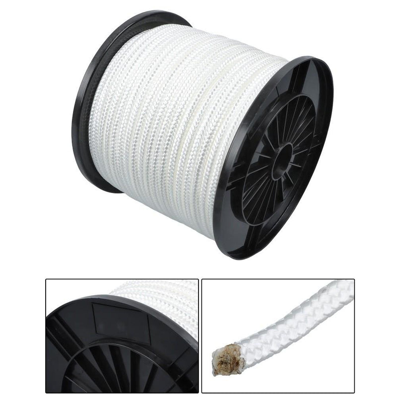 DURAFORCE 3/8 Inch Nylon Rope 250 Foot Spool 100% Nylon Solid Braid Rope Dyeable White