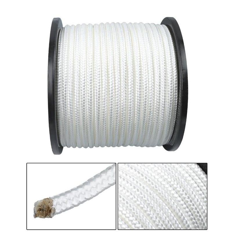 DURAFORCE 3/8 Inch Nylon Rope 250 Foot Spool 100% Nylon Solid Braid Rope Dyeable White