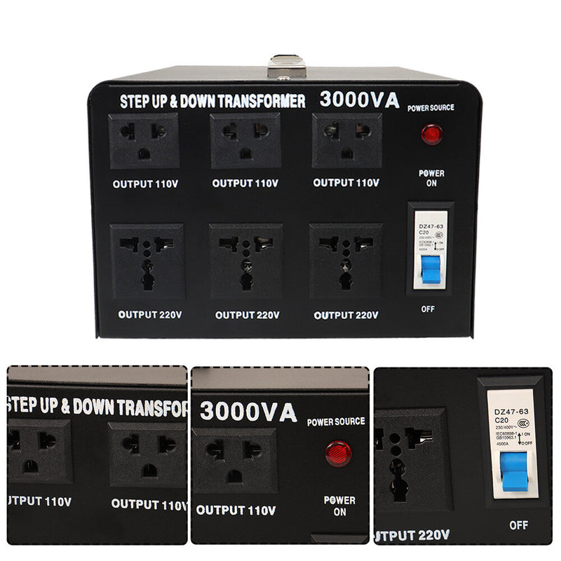 DURAFORCE 3000W Converter Voltage Transformer Step Up/Down 110-120V to 220-240V New