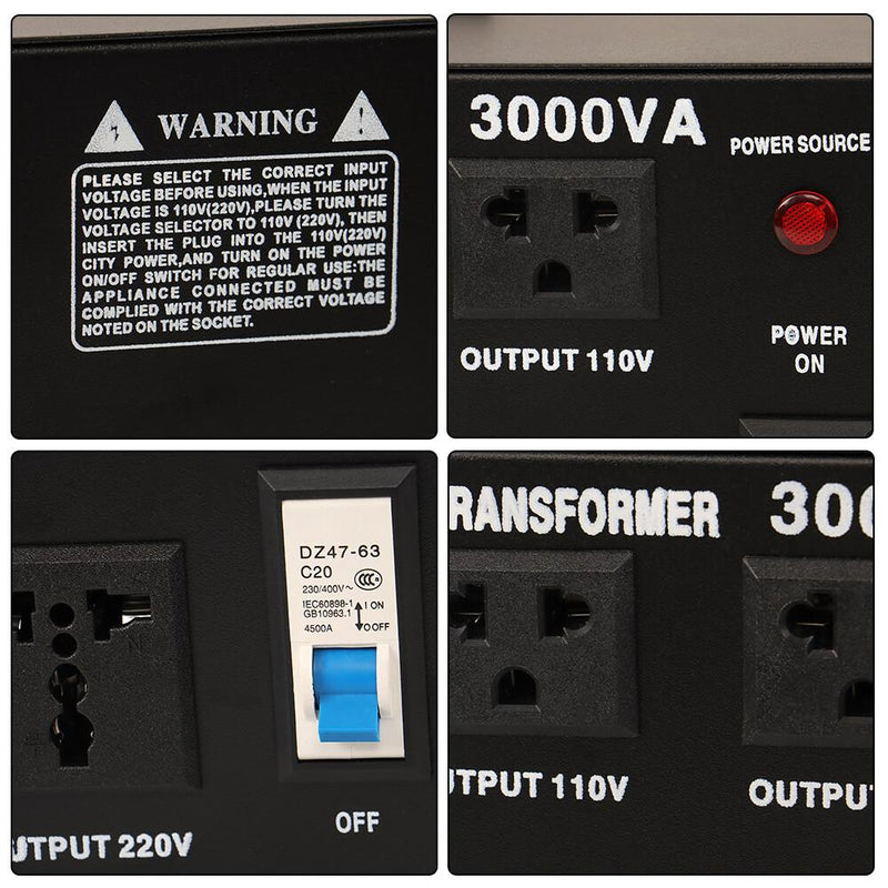 DURAFORCE 3000W Converter Voltage Transformer Step Up/Down 110-120V to 220-240V New