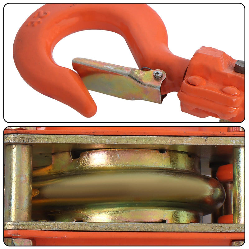 DURAFORCE 1-1/2 Ton 3300lbs Industrial Manual Hoist 10 FT Come Along & 360° Rotation Hook