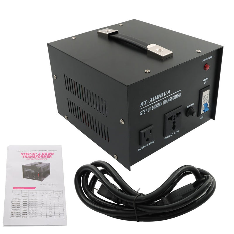 DURAFORCE 3000 Watt Step Up/Down Voltage Converter Transformer 110V To 220V/220V To 110V