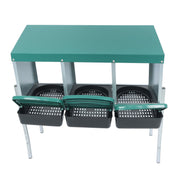 DURAFORCE Green For Chicken Nest Box Chicken Nesting Box With Metal Legs Roll Away 3 Hole