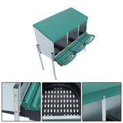 DURAFORCE Green For Chicken Nest Box Chicken Nesting Box With Metal Legs Roll Away 3 Hole
