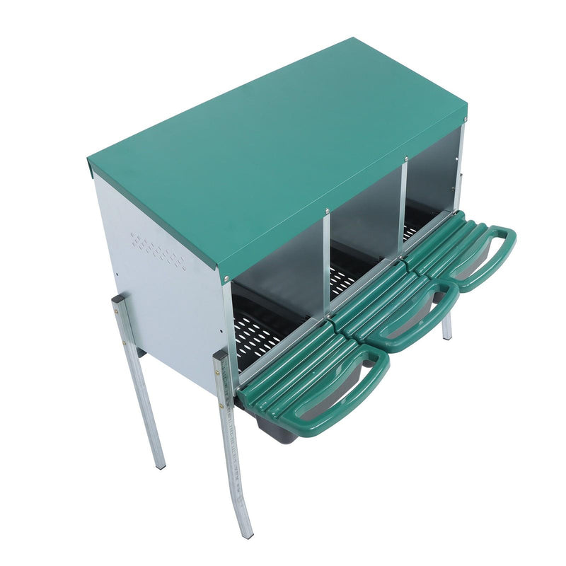 DURAFORCE Green For Chicken Nest Box Chicken Nesting Box With Metal Legs Roll Away 3 Hole
