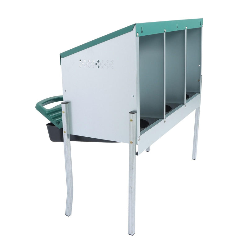 DURAFORCE Green For Chicken Nest Box Chicken Nesting Box With Metal Legs Roll Away 3 Hole