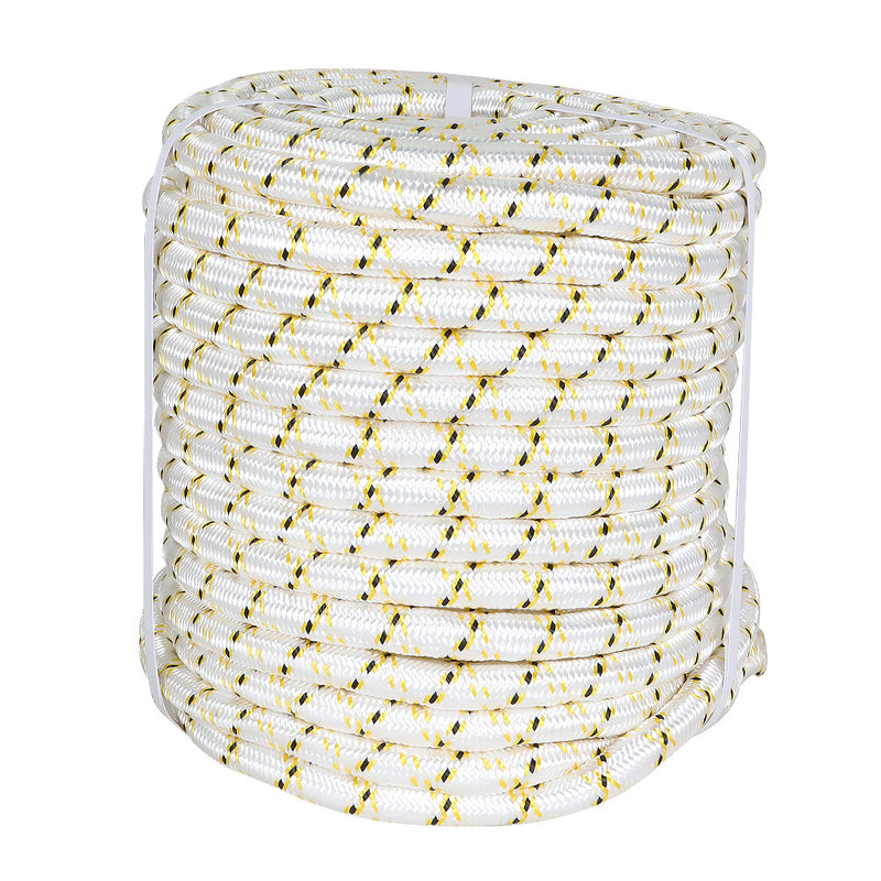 DURAFORCE 3/4" × 150' Arborist Tree Rope 24 Strand Braided Rope (White,Yellow,Black) 44KN