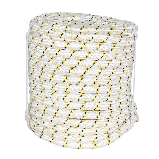 DURAFORCE 3/4" × 150' Arborist Tree Rope 24 Strand Braided Rope (White,Yellow,Black) 44KN
