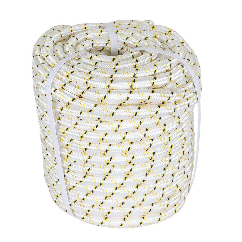 DURAFORCE 3/4" × 150' Arborist Tree Rope 24 Strand Braided Rope (White,Yellow,Black) 44KN