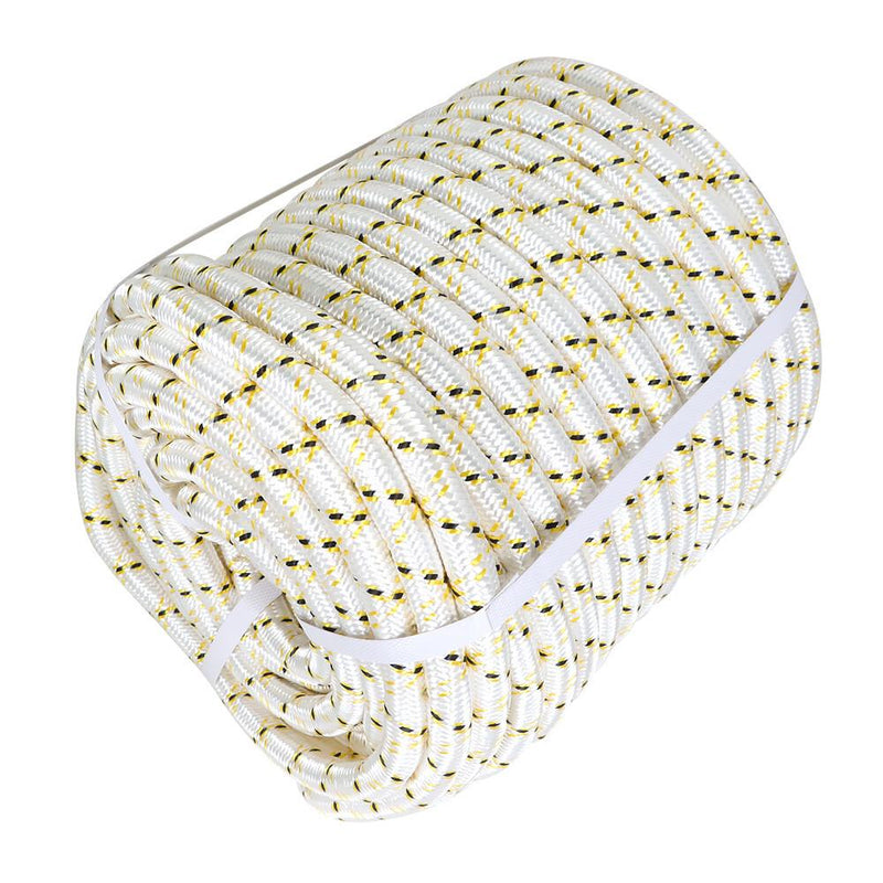 DURAFORCE 3/4" × 150' Arborist Tree Rope 24 Strand Braided Rope (White,Yellow,Black) 44KN