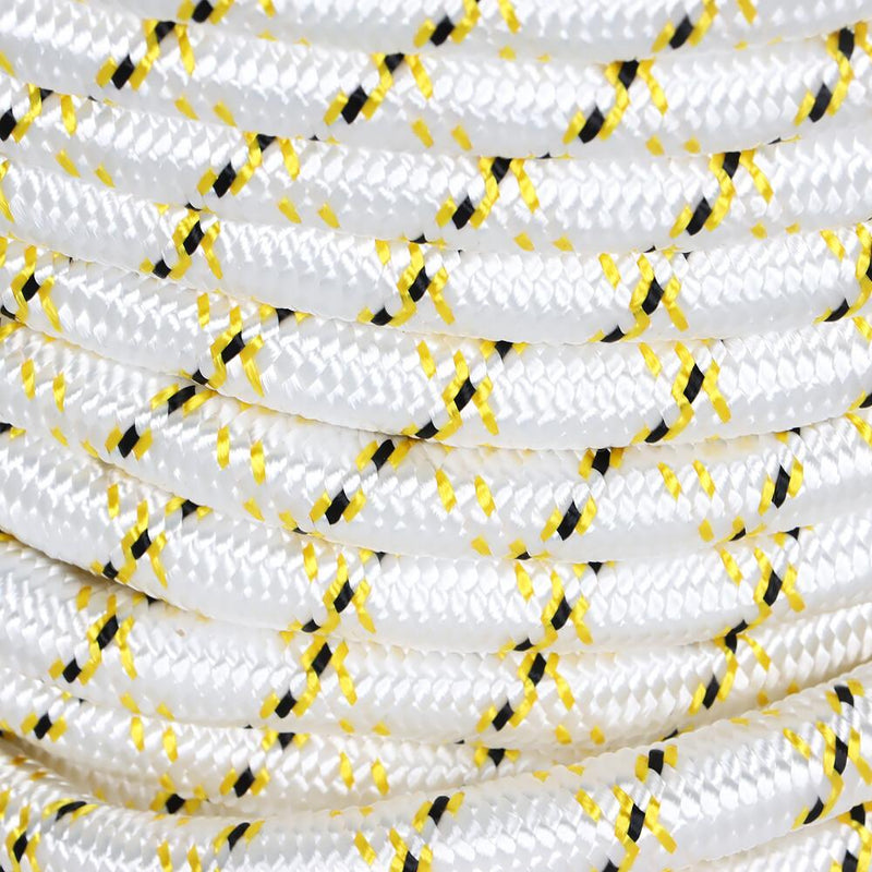 DURAFORCE 3/4" × 150' Arborist Tree Rope 24 Strand Braided Rope (White,Yellow,Black) 44KN