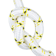 DURAFORCE 3/4" × 150' Arborist Tree Rope 24 Strand Braided Rope (White,Yellow,Black) 44KN
