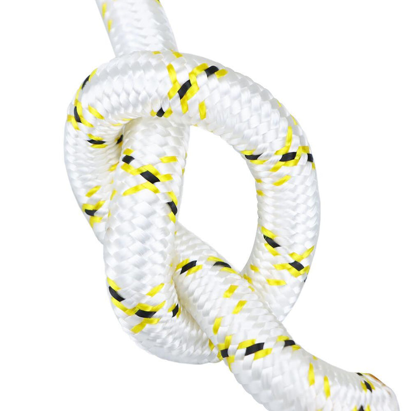 DURAFORCE 3/4" × 150' Arborist Tree Rope 24 Strand Braided Rope (White,Yellow,Black) 44KN