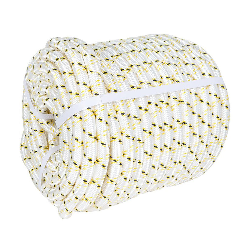 DURAFORCE 3/4" × 150' Arborist Tree Rope 24 Strand Braided Rope (White,Yellow,Black) 44KN