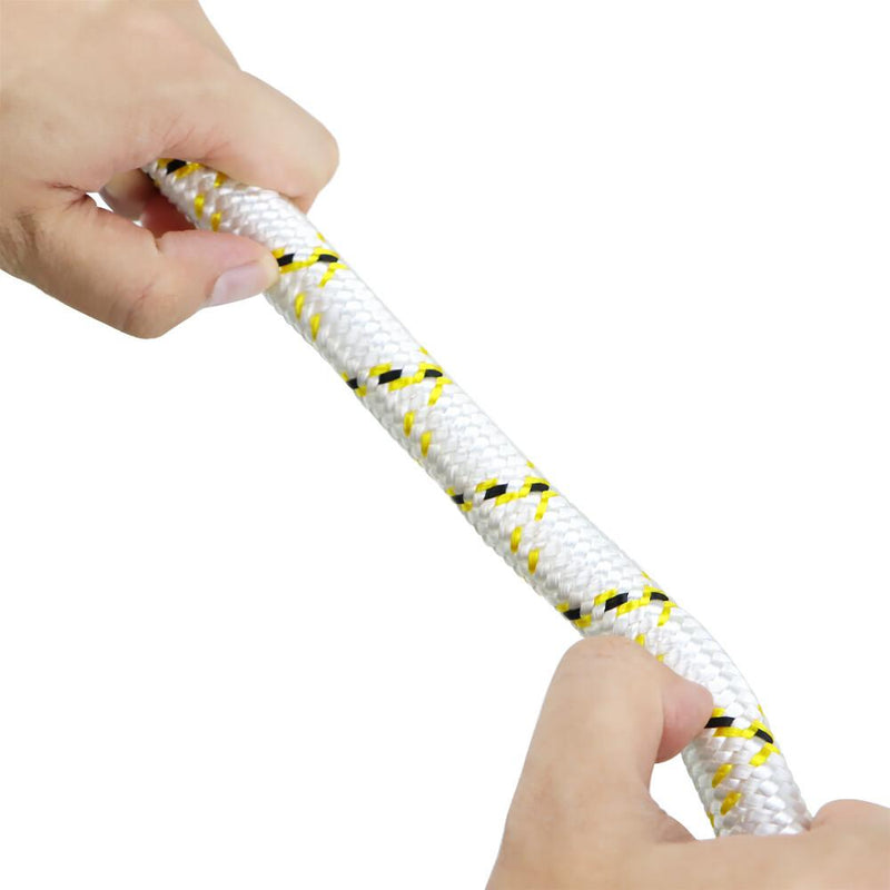 DURAFORCE 3/4" × 150' Arborist Tree Rope 24 Strand Braided Rope (White,Yellow,Black) 44KN