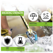 DURAFORCE 3/4" × 150' Arborist Tree Rope 24 Strand Braided Rope (White,Yellow,Black) 44KN
