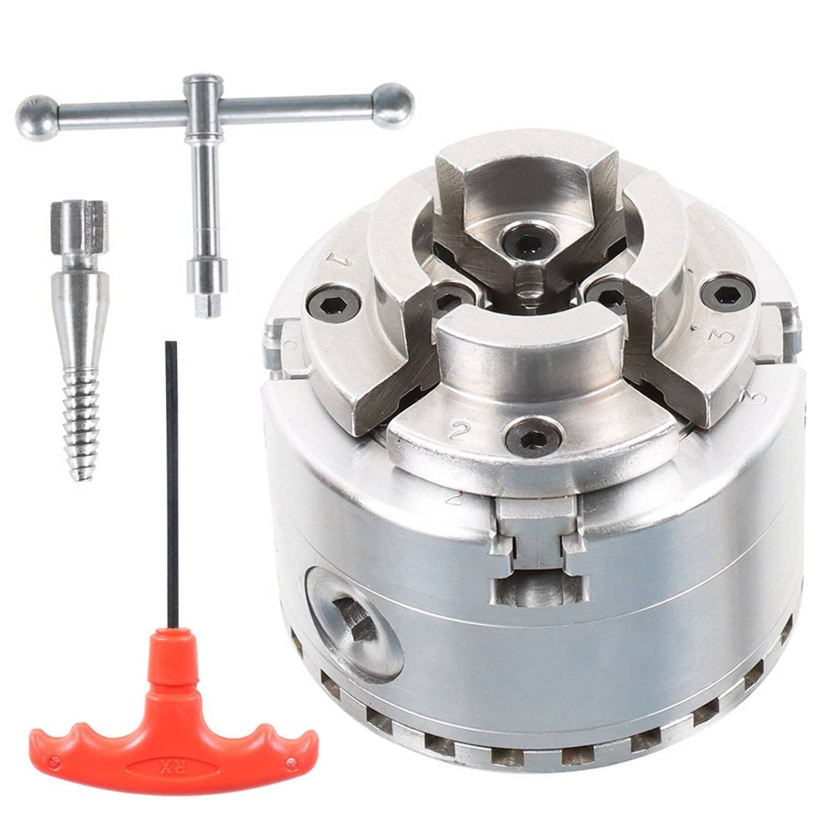 2.75 inch 4 Jaw With 1-Inch x 8TPI Thread Self-Centering Keyed Lathe C ...