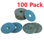DURAFORCE 100 Pcs Blue 4.5" × 7/8" Zirconia Resin Fiber Grinding & Sanding Disc 36 Grit