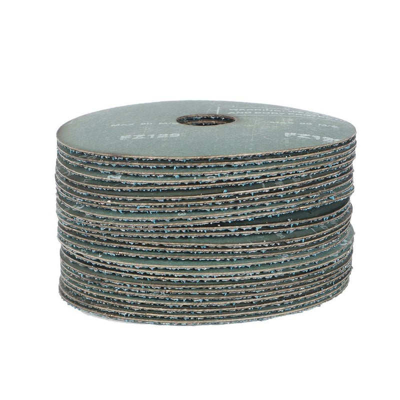 DURAFORCE 100 Pcs Blue 4.5" × 7/8" Zirconia Resin Fiber Grinding & Sanding Disc 36 Grit