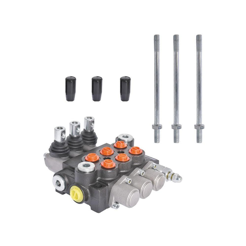 DURAFORCE Hydraulic Control 3 Spool Valve Double Acting 13 GPM 3600 PSI SAE Ports
